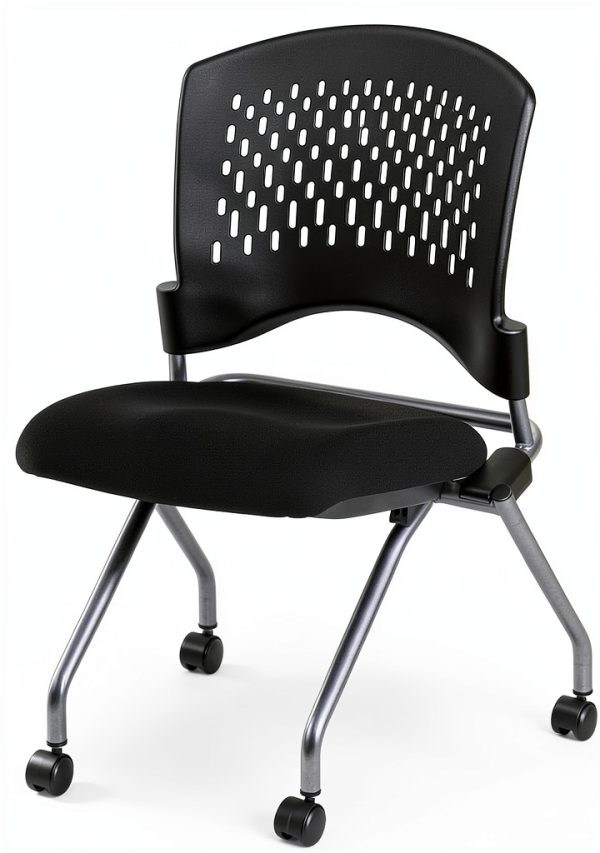 Office Star Deluxe Folding Visitor Chair Contemporary Coal-2