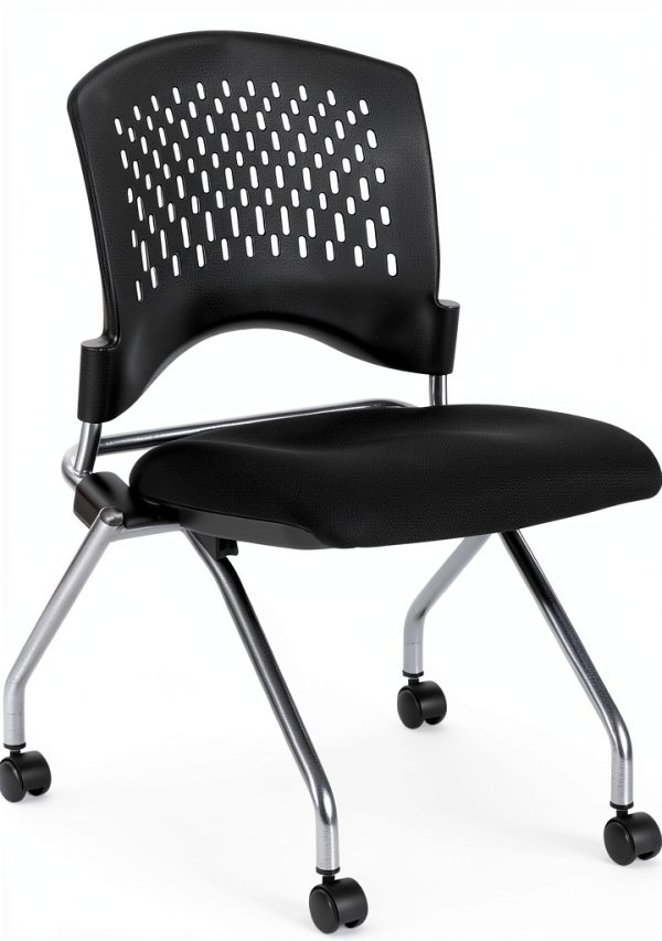 Office Star Deluxe Folding Visitor Chair Contemporary Coal-0