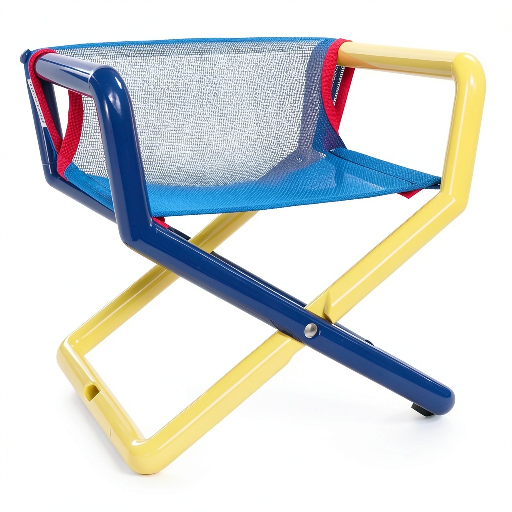 Installing Hoobobbers Blue Mesh Kids Folding Chair in a bright playroom