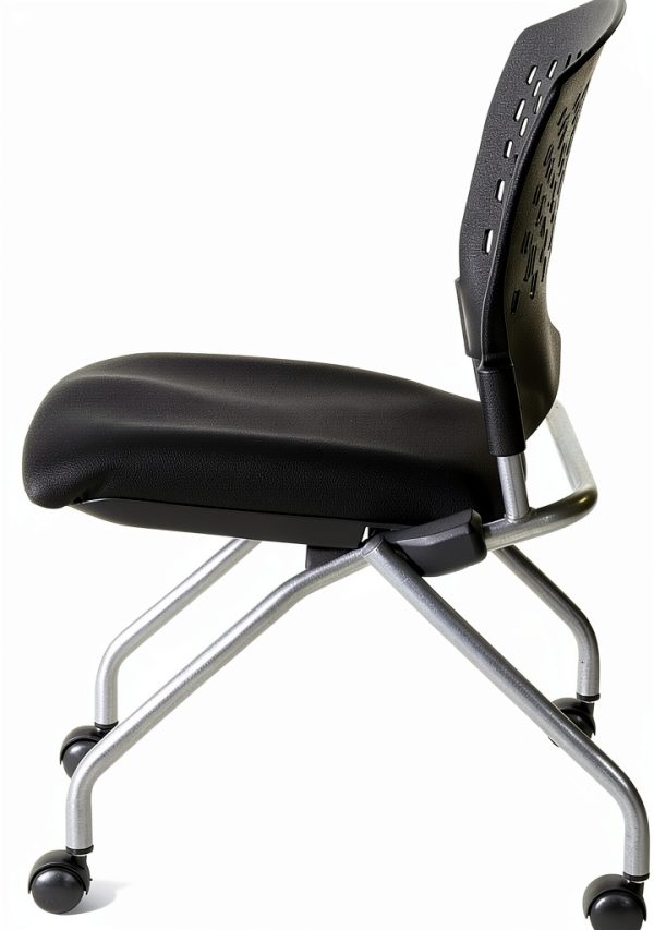Office Star Deluxe Folding Visitor Chair Contemporary Coal-3