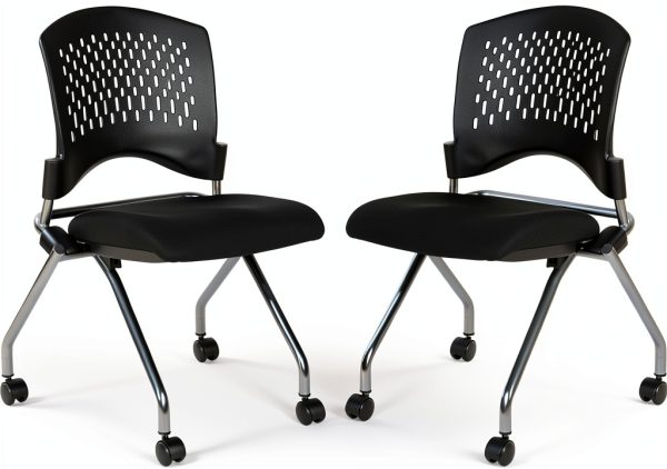 Office Star Deluxe Folding Visitor Chair Contemporary Coal-8