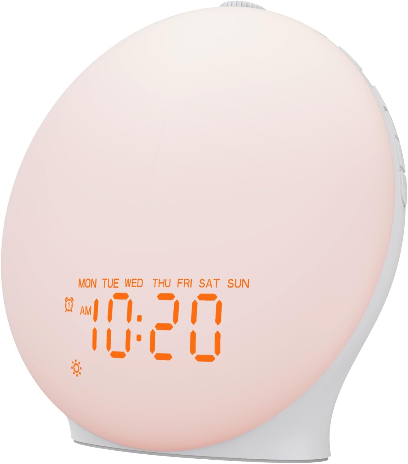 Installing White Noise Machine JALL Sunrise Alarm Clock White on a wooden nightstand