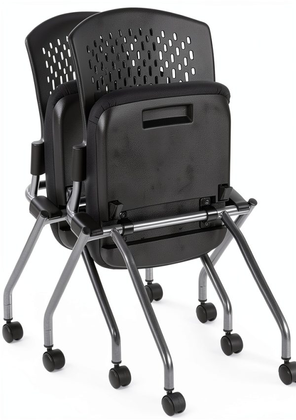 Office Star Deluxe Folding Visitor Chair Contemporary Coal-9