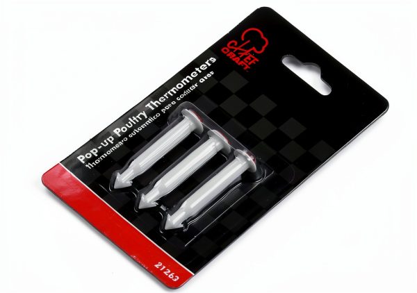 Chef Craft Poultry Thermometer 2 inch Plastic Pop up Set of 3 White-1
