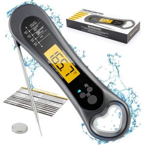 Meat Thermometer Digital, Instant Read Meat Thermometer for Grill and Cooking, with Bottle Opener, Backlight & Calibration Food Thermometer, Kitchen Gadgets for BBQ, Turkey, Candy, Liquids-0