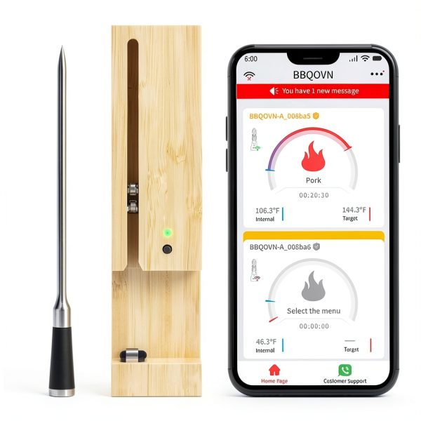 Meat Thermometer Wireless Btclink 700FT Bluetooth Probe for BBQ Grill-0