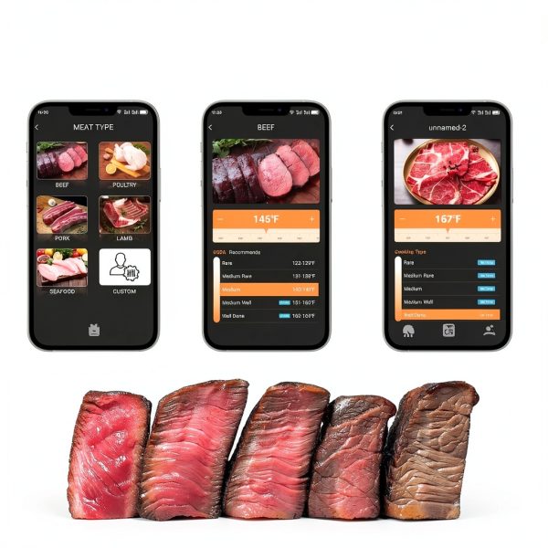Smart Wireless Meat Thermometer with Thinnest Probe, Magnetic Bluetooth Food Thermometer, Remote Tracking and Real-Time Readings from Apps, for iOS and Android, for BBQ, Grill, Smoker-5