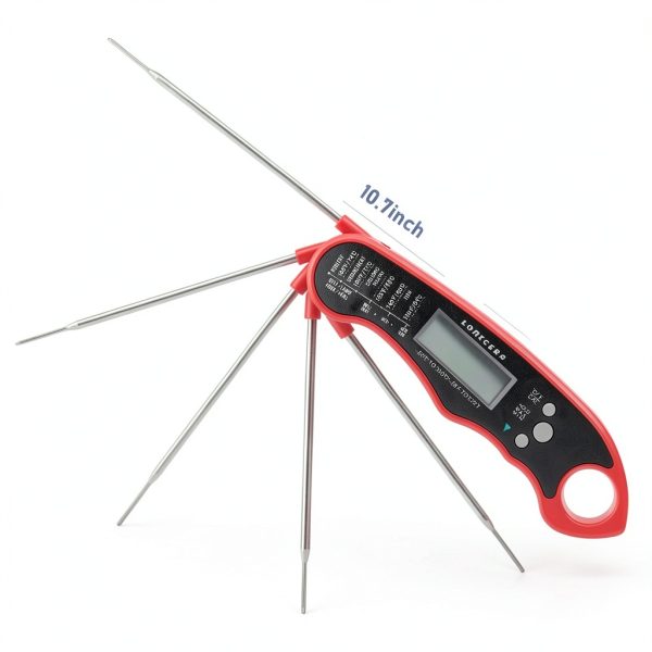 Lonicera Meat Thermometer Waterproof Instant‑Read Foldable Probe Red-5